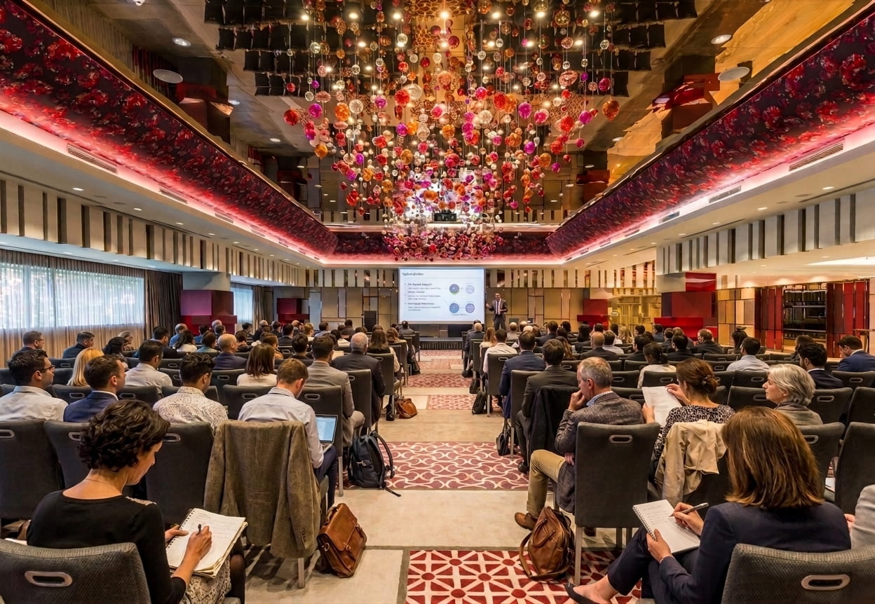 Corporate meeting with attendees in a hotel conference room in Istanbul