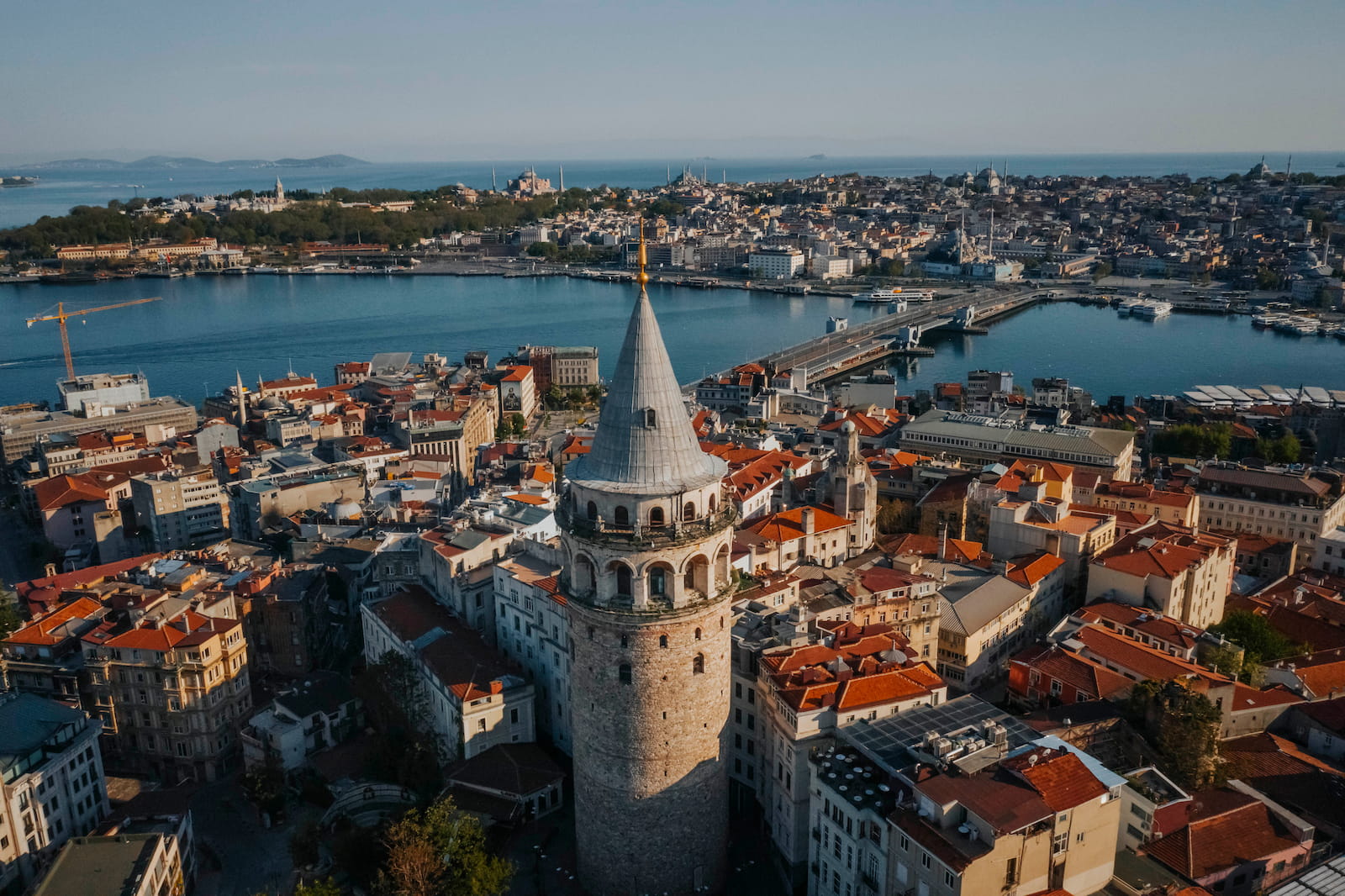 Aerial view of Galata Tower and the Golden Horn in Istanbul