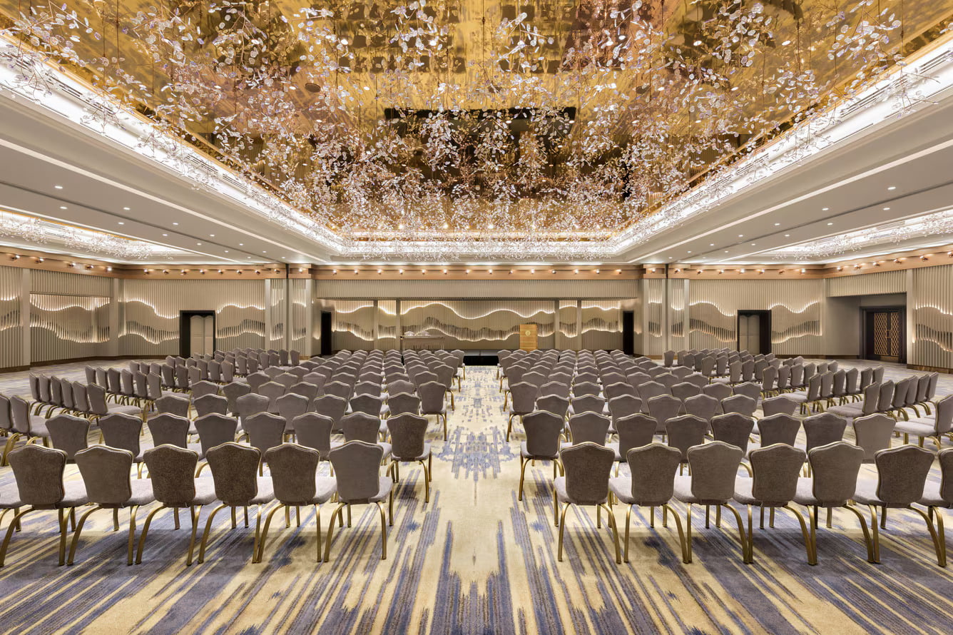 Theatre-style conference setup in a luxury hotel ballroom in Istanbul