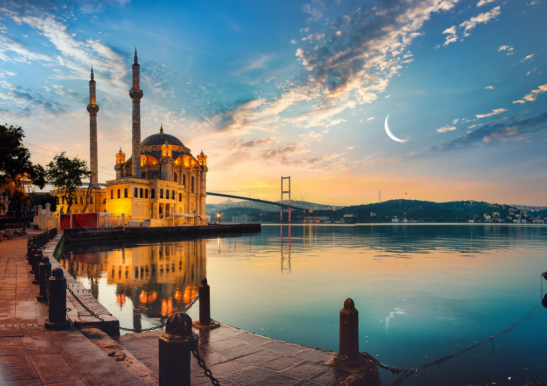 Ortakoy Mosque and Bosphorus Bridge in Istanbul