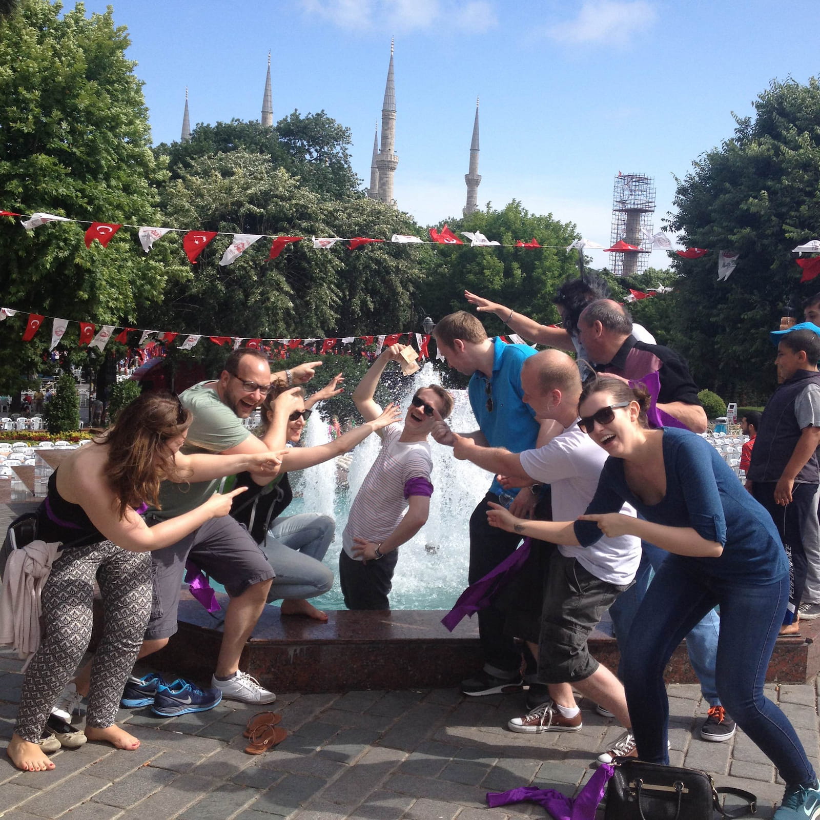 Team building group taking part in an activity in Istanbul