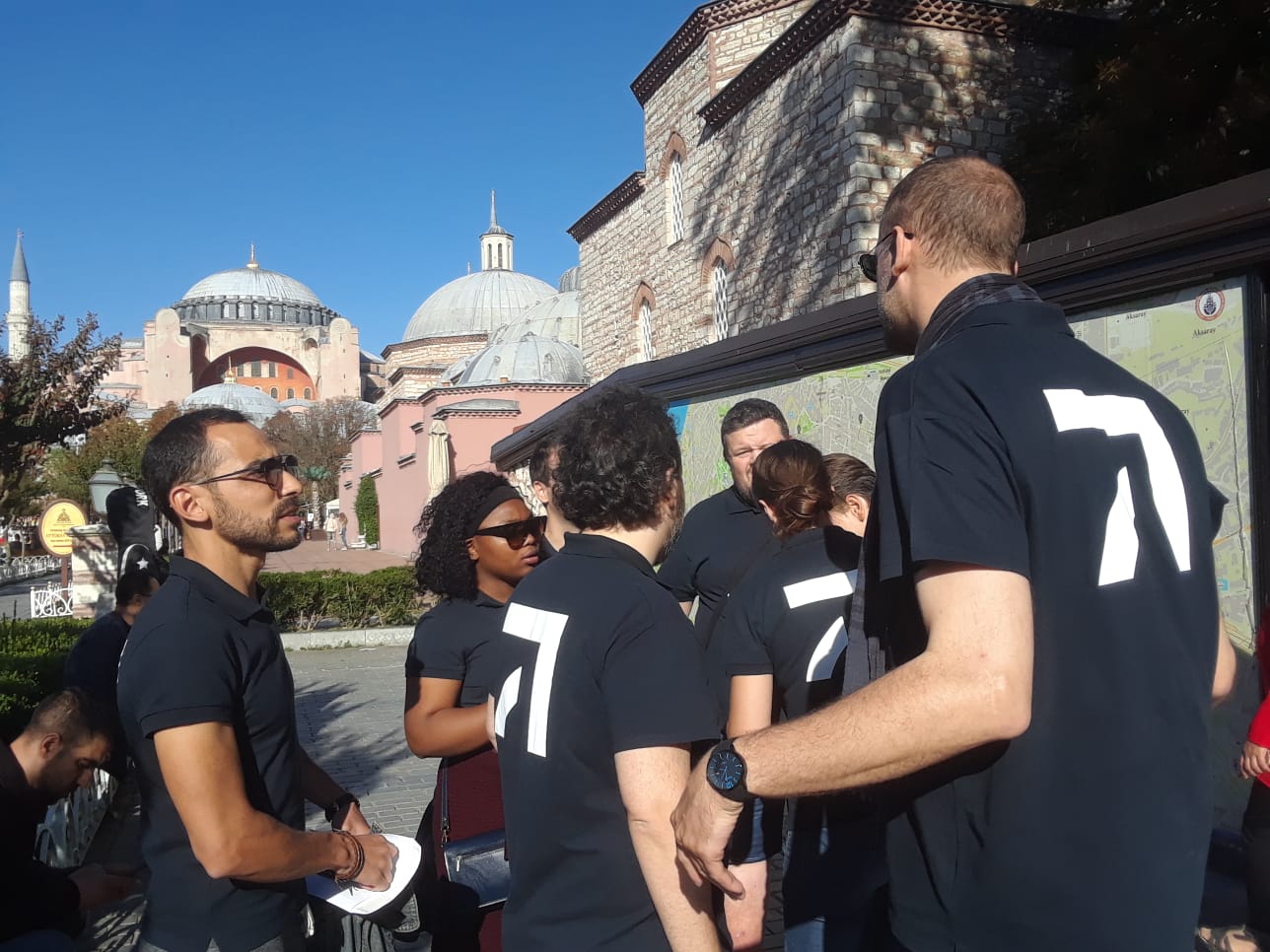 Corporate team building group near Hagia Sophia in Istanbul