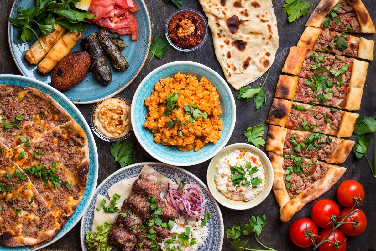 Selection of traditional Turkish dishes and local cuisine